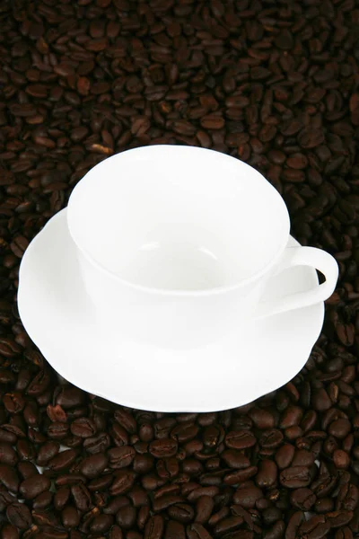 Granos Café Taza Primer Plano — Foto de Stock