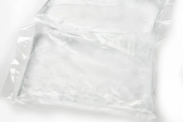 White Plastic Bag Gray Background — Stockfoto