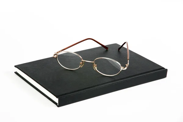 Glasses Notebook White Background — Stock Photo, Image