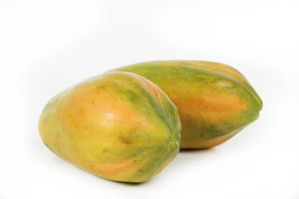 Fresh Ripe Papaya Fruits White Background — Stock Photo, Image