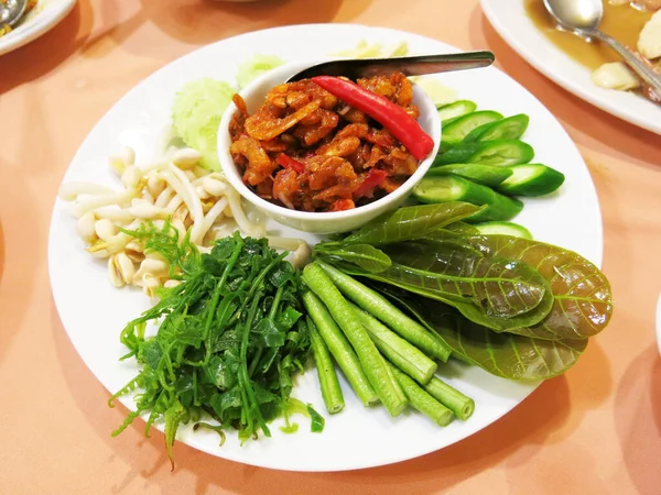 Thai Food Stir Fried Pork Vegetables — Stock Photo, Image