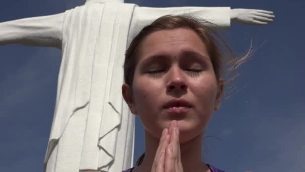 Religious Woman Saying Prayer — Stock Video