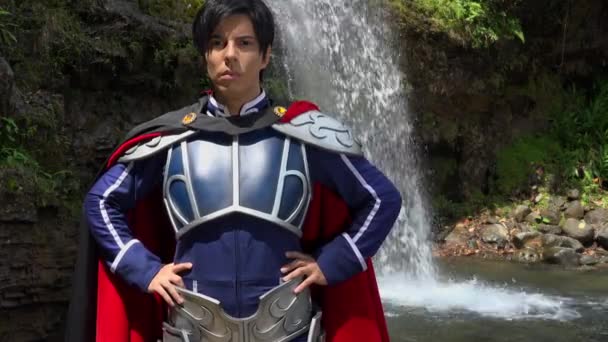 Fiducioso Cosplay principe maschio — Video Stock