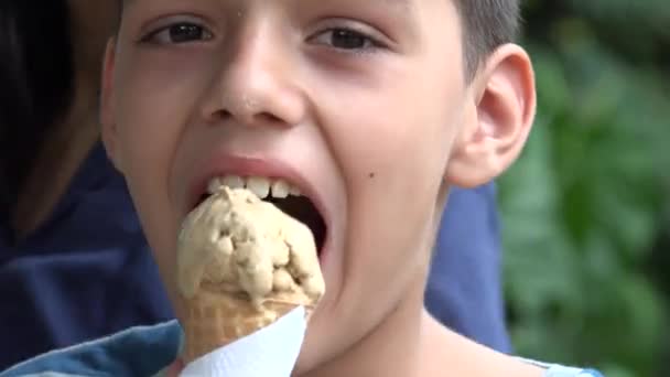 Menino comendo sorvete — Vídeo de Stock