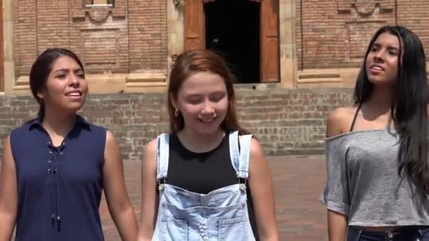 Έφηβοι Κορίτσια Περπατούν Μαζί — Αρχείο Βίντεο