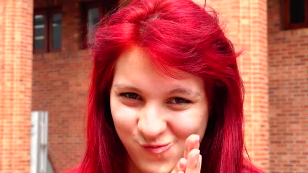 Devious And Sinister Teen Girl With Red Hair — Stock Video