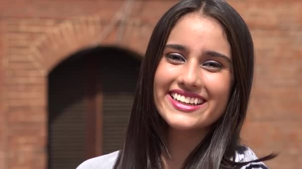 Pretty Smiling Teen Girl — Stock Video