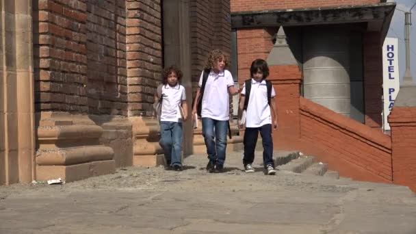 Amigos o estudiantes en el campus — Vídeo de stock