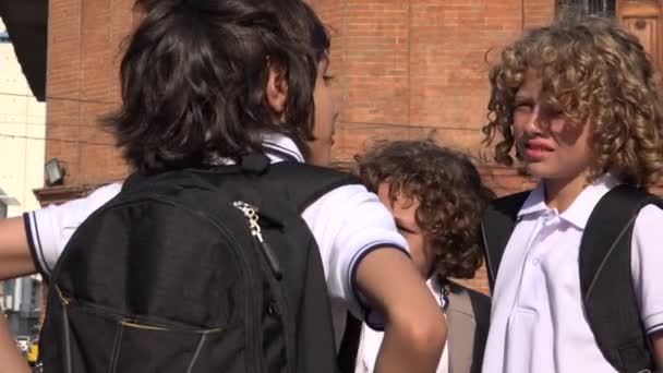 Scuola bambini avendo un conversazione — Video Stock