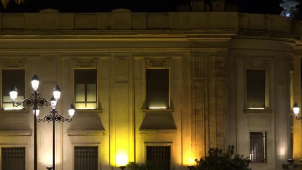 Edificio Nocturno Distrito Histórico — Vídeos de Stock