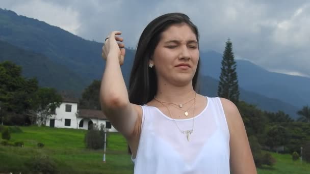 Teen Girl In Countryside — Stock Video