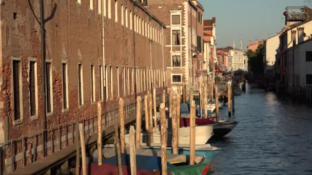 Boten in Venetië canal — Stockvideo