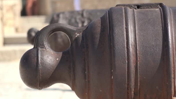 Forged Iron Of Medieval Canon — Stock Video