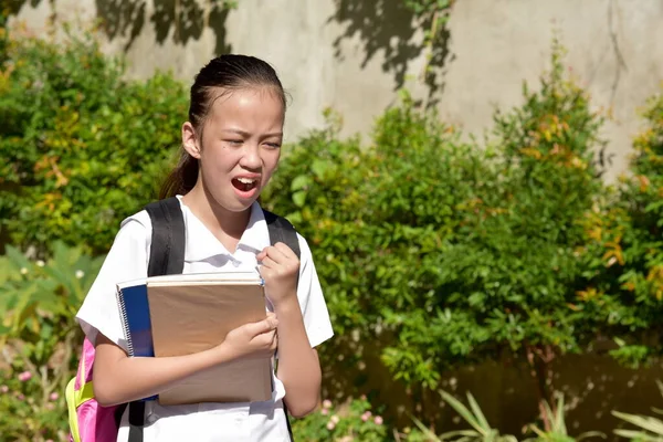 Chica Escuela Ira Con Uniforme — Foto de Stock