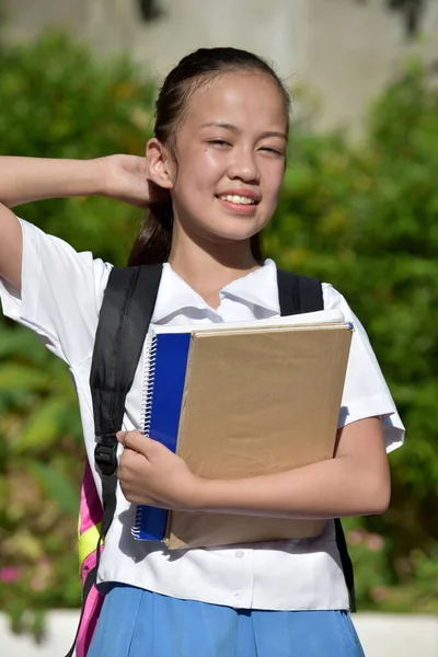Úspěšné Krásné Asijské Dívka Student Nošení Batoh — Stock fotografie