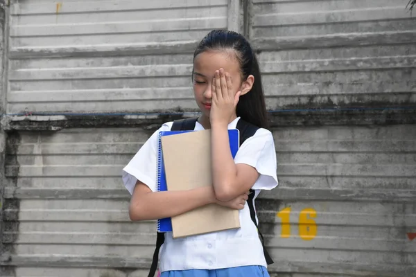 Youthful Diverse Student Teenager School Girl And Depression With School Books