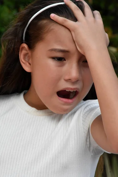 Bella Philippina Ragazza Ansia Primo Piano — Foto Stock