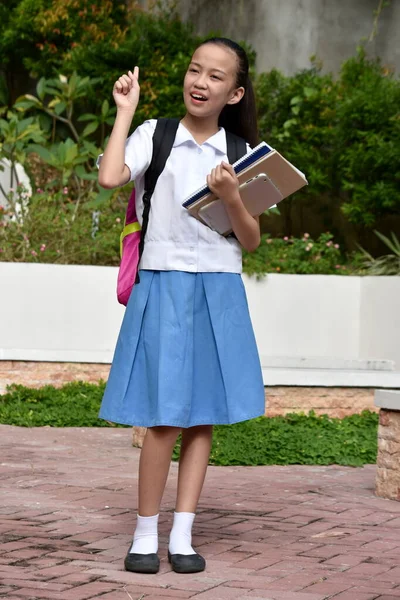 Creative Pretty Asian School Girl Standing