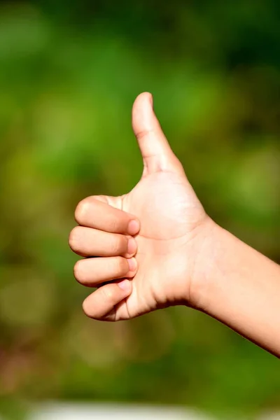 Child Hand Gesture Thumbs — Stock Photo, Image