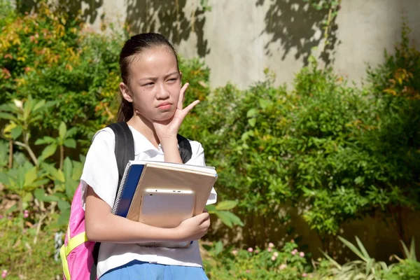 Jong Divers Student Tiener School Meisje Met Tandpijn Met Lesboeken — Stockfoto