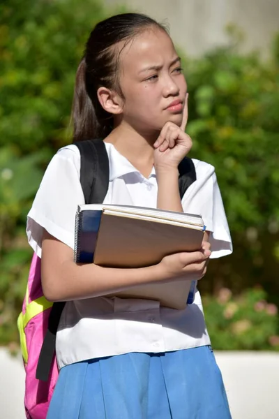 Cute Diverse School Girl Decision Making — Stock Photo, Image