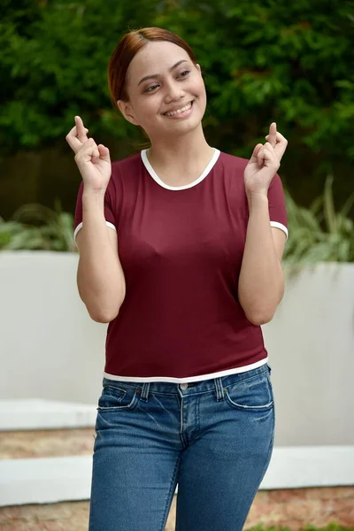 Una Mujer Asiática Atractiva Afortunada — Foto de Stock