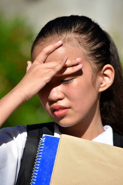 Joven Minoría Estudiante Adolescente Escuela Chica Ansiedad — Foto de Stock