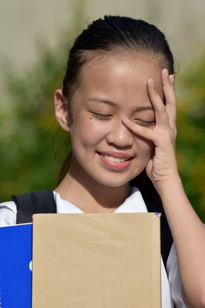 School Girl Śmiech Książek Szkolnych — Zdjęcie stockowe