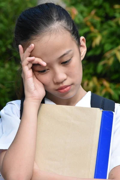 Stressvolle Jeugdige Minderheid Student Tiener School Meisje — Stockfoto