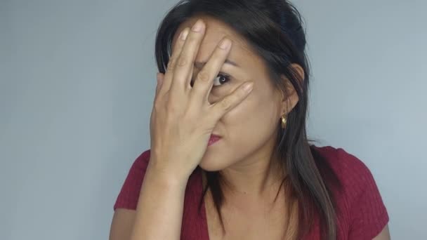 A Shy Timid Ashamed Woman — Stock Video