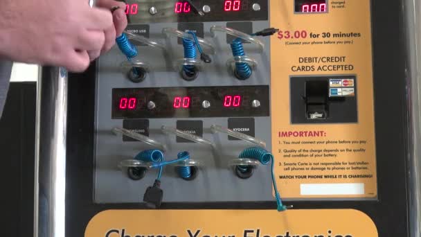 Cell Phone Recharger, Vending Machines — Stock Video