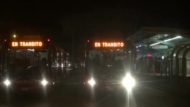 Autobusy, hromadné dopravy, v noci, večer — Stock video