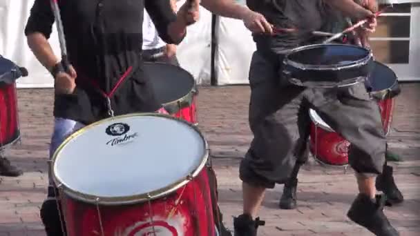 Bateristas, tambores, músicos — Vídeo de stock
