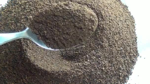 Brunt pulver, kryddor, korn, sand — Stockvideo