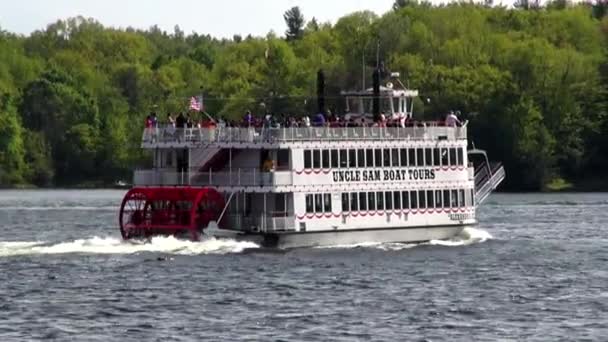 Paddla ångkokare, trampbåtar, flodbåtarna — Stockvideo