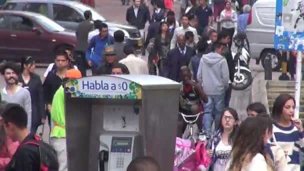 January 28 2014 - Bogota, Colombia - Heavily People Downtown Area — стоковое видео