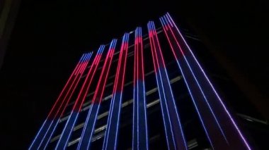 ofis binaları, gökyüzü kazıyıcılar, gece, şehir