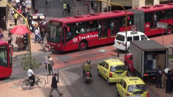 January 28 2014 - Bogota, Colombia - Urban Intersection in Third World Country — Stock Video