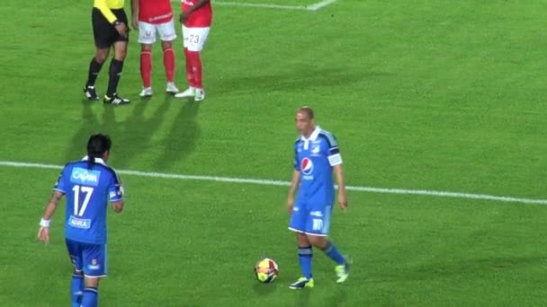 March 14 2014 - Bogota, Colombia - Soccer Player Directing Play — Stock Video