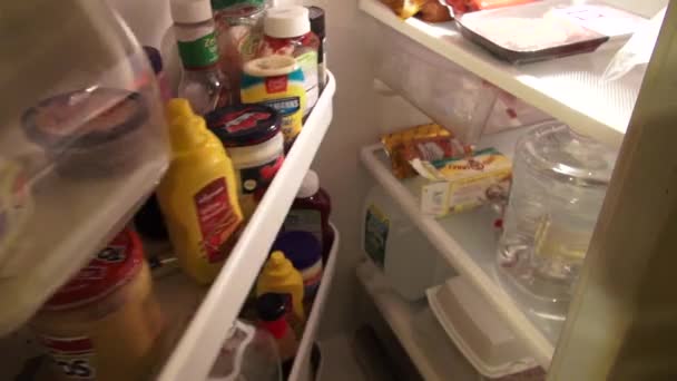 Réfrigérateur, congélateur, produits, aliments, rangement — Video