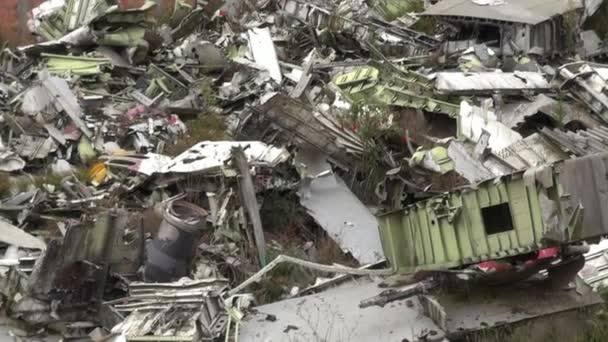 Airplane Wreckage, Accident, Scrap Metal — Stock Video