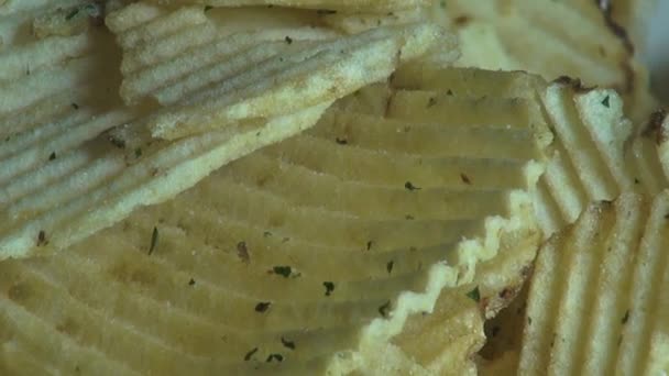 Ridged Potato Chips, Ruffles, Snack Foods — Stock Video