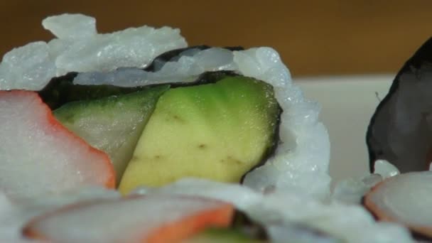 寿司、 生鱼片、 日本食品、 菜美食 — 图库视频影像