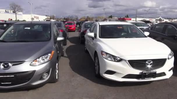 Nowe samochody, samochód dealerskiej, Parking strzeżony — Wideo stockowe