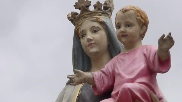 Náboženské socha, sochařství, křesťanství katolíci — Stock video