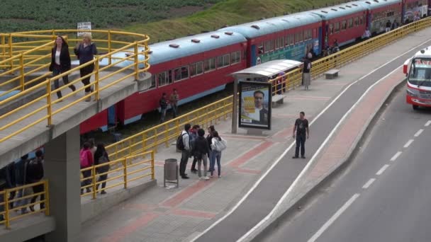 Buses, Trains, Cars, Transportation Terminal — Stock Video