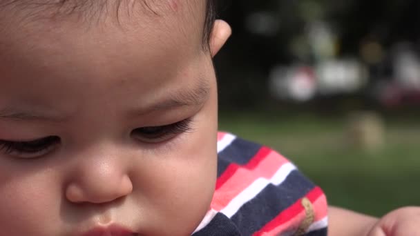 Bebê com brinquedos, brinquedos infantis, brincar recém-nascido — Vídeo de Stock