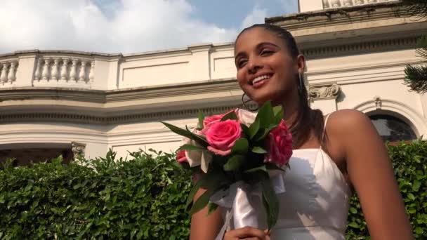 Bride with Flowers — Stock Video