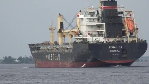 30 maggio 2014 - Alexandria Bay, New York - Slow Moving Cargo Ship — Video Stock