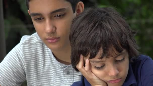 Depressed Teen Hispanic Brothers — Stock Video